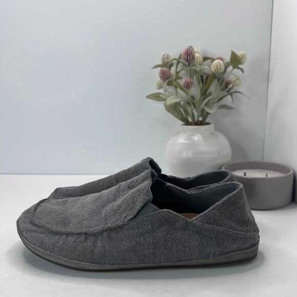 Olukai Moloa Hulu Loafer Slippers Fold Down Heel Soft Grey Wool 10411 Men's 12 - Picture 1 of 9
